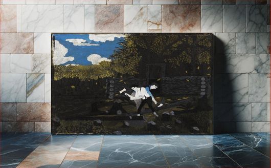 Πίνακας Abraham Lincoln and His Father Building Their Cabin on Pigeon Creek by Horace Pippin 50x40