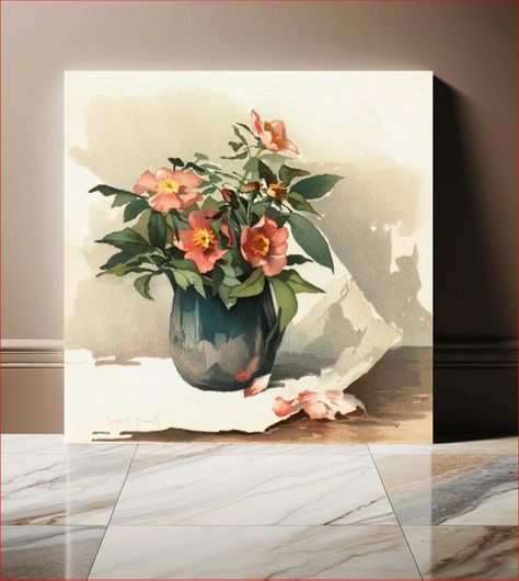 Πίνακας Two florals on one sheet (1861–1897), vintage flower illustration by Annie C. Nowell 50x50