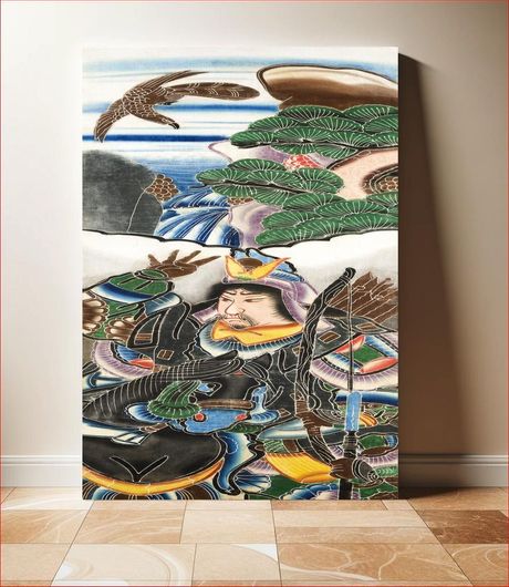 Πίνακας Japanese warrior banner (19th-20th century) vintage festive banner textile by Kakurō 120x180