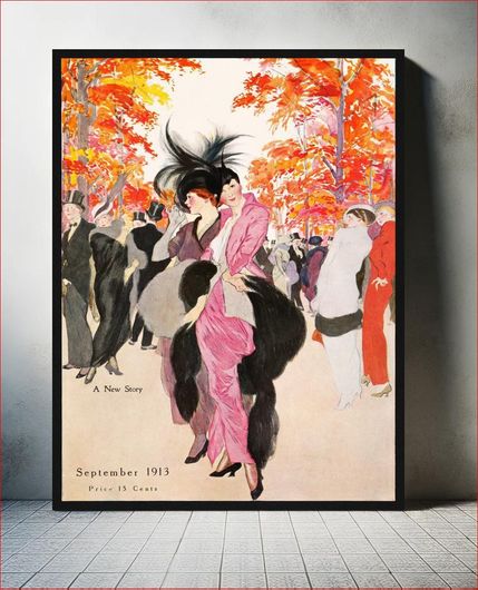 Πίνακας Harper's Bazaar (1913), vintage fashion magazine cover illustration by Etienne Drian 120x180