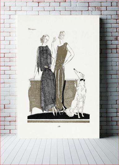 Πίνακας Twee japonnen van Doeuillet (1921) by Pierre Morgue, published in Gazette du Bon Ton 120x180