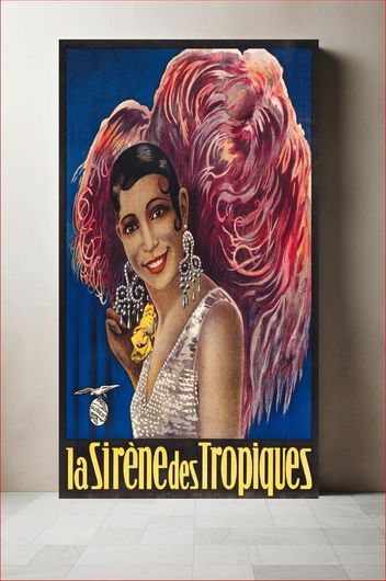 Πίνακας Josephine Baker (1927), vintage woman illustration by Leon Clement & Co. Lithography 40x50