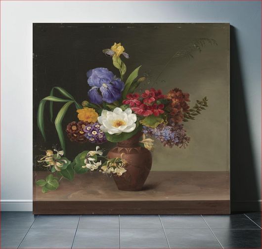 Πίνακας Greek style vase with iris, sorrel and honeysuckle by Hermania Sigvardine Neergaard 120x120