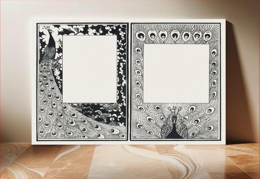 Πίνακας Ontwerp voor aankondiging en bestelkaart met pauwen (1878–1894) by Theo van Hoytema 180x120