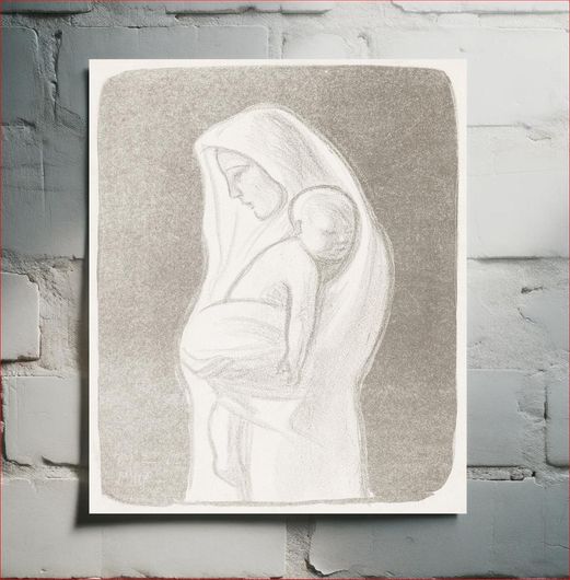 Πίνακας Mother, a fragment from the tampere cathedral altar fresco (1907) by Magnus Enckell 40x50