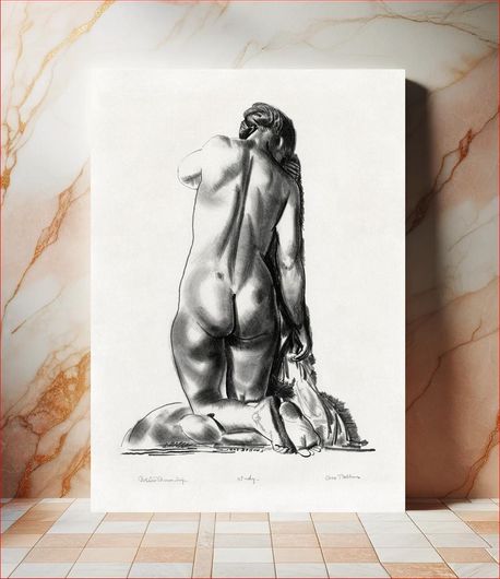 Πίνακας Nude study, woman kneeling on a pillow (study) (1923–1924) by George Wesley Bellows 115x170
