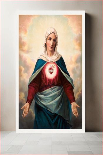 Πίνακας [The Virgin Mary with heart emblem on chest] (1890), vintage religious illustration 50x80