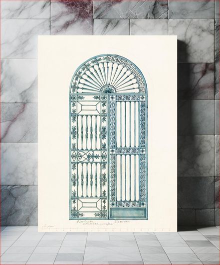 Πίνακας Alternative Designs for a Metal Gate (1820), vintage arched, iron gate illustration 50x80