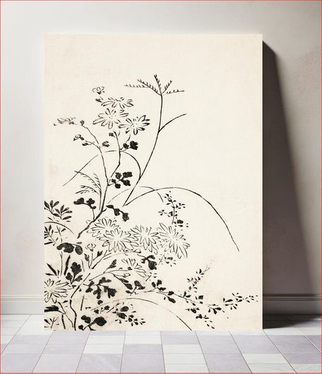 Πίνακας Autumn Flowers and Grasses (1762), vintage botanical illustration by Miyazaki Yuzen 40x50