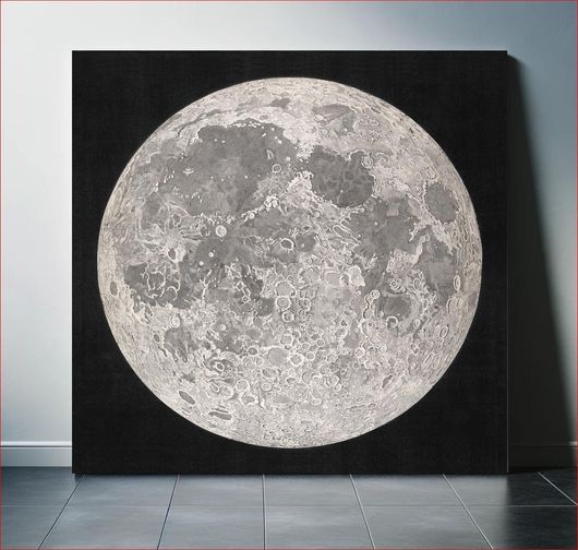 Πίνακας Lunar Planisphere, Hypothetical Oblique Light (1806) engraving art by John Russell 50x50