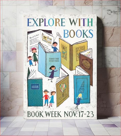 Πίνακας Explore with books. Book week, Nov. 17-23 (1957) vintage poster by Alice Provensen 40x50