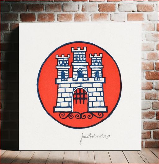 Πίνακας Coat of arms of the city of bratislava (1929) illustration by Jaroslav Dobrovolský 100x100