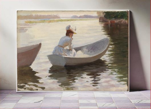 Πίνακας Woman in a rowing boat, study for girls in a rowing boat, 1886, by Albert Edelfelt 30x20
