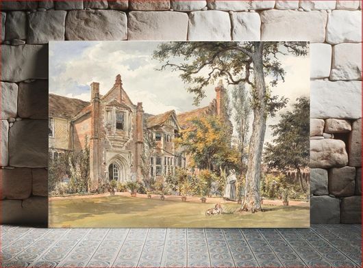 Πίνακας The Lecture House, Watford (1820) vintage manor illustration by William Henry Hunt 150x100