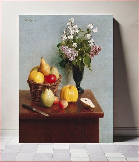 Πίνακας Still Life with Flowers and Fruit (1866) in high resolution by Henri Fantin–Latour 130x200