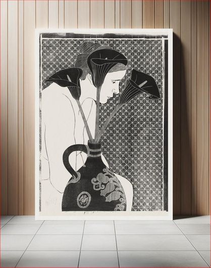 Πίνακας Vrouwelijk naakt achter vaas met aronskelken (1912) by Samuel Jessurun de Mesquita 130x200