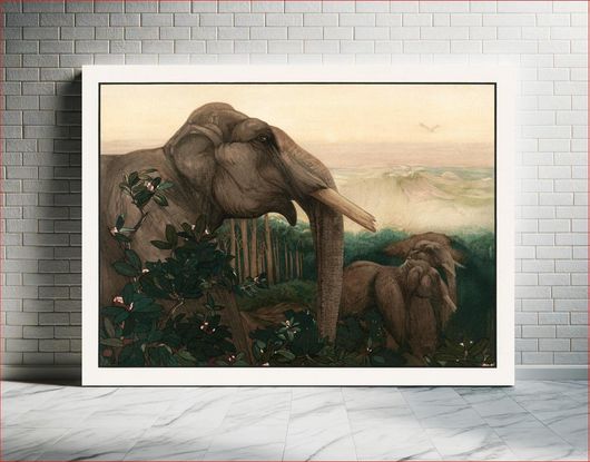 Πίνακας Toomai of the elephants (1903) wild animal illustration by Charles Maurice Detmold 40x30