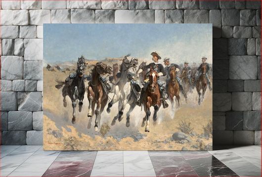 Πίνακας Dismounted: The Fourth Troopers Moving the Led Horses (1890) by Frederic Remington 65x40