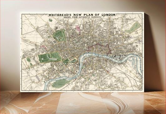 Πίνακας Whitbread's new plan of London: drawn from authentic survey (1853) by J. Whitbread 80x50