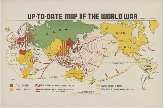 Πίνακας Up-to-date map of the world war (1942) by Manila Shinbun-sha ...