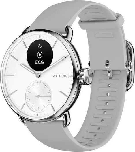Withings ScanWatch 2 GPS 38mm Stainless Steel Case & Silicone Strap Pearl White