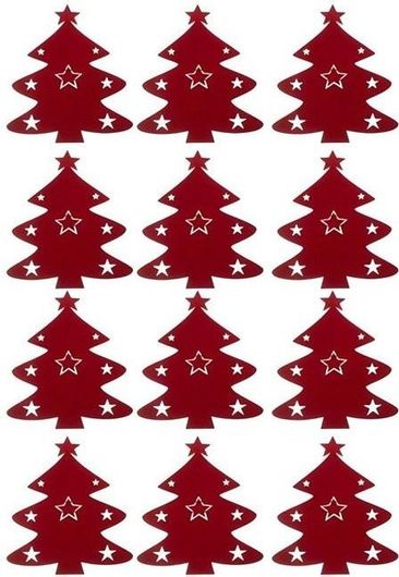 Χριστουγεννιάτικες Θήκες για Μαχαιροπίρουνα Ruhhy 22304 Δέντρο Σετ 12τμχ Κόκκινο