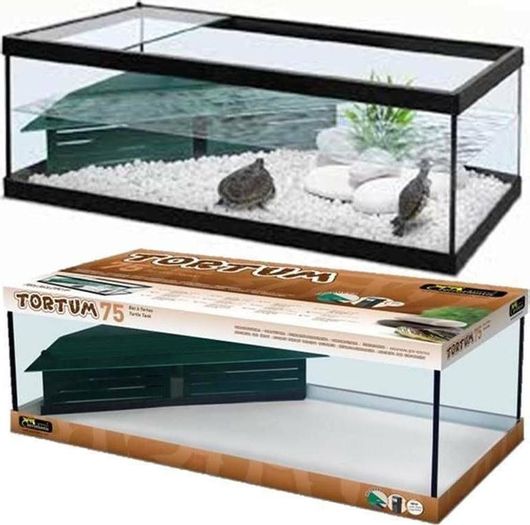 Σετ Ενυδρείο Νεροχελώνας Aquatlantis με Φίλτρο & Αξεσουάρ Εξέδρα Tortum 75 3τμχ 75x36x25cm Black-001