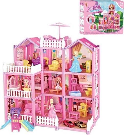 Κουκλόσπιτο Πλαστικό Τριώροφο με Αξεσουάρ για 3+ Ετών