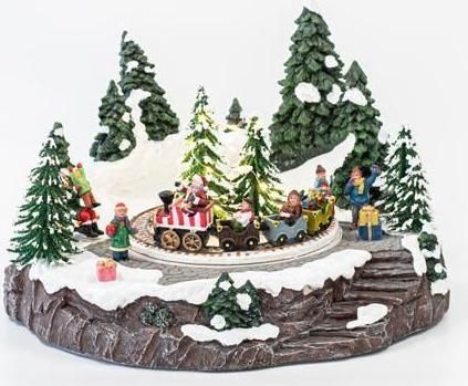 Χριστουγεννιάτικο Χωριό Eurolamp 600-45817 με Τρένο Φωτιζόμενο LED με Μουσική & Κίνηση 33x32.5x22cm