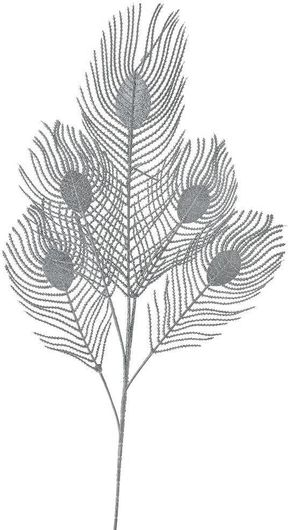 Χριστουγεννιάτικο Διακοσμητικό Κλαδί Iliadis Φτερά Παγωνιού 84cm Ασημί 82998