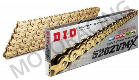 Αλυσίδα Κίνησης Μοτοσυκλέτας DID για 520 "Zvm x G&G" x 140 Δόντια Χρυσό