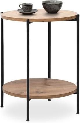 Βοηθητικό Τραπεζάκι Σαλονιού Megapap Στρογγυλό από Μέταλλο / Μοριοσανίδα 43x43x60cm Καφέ