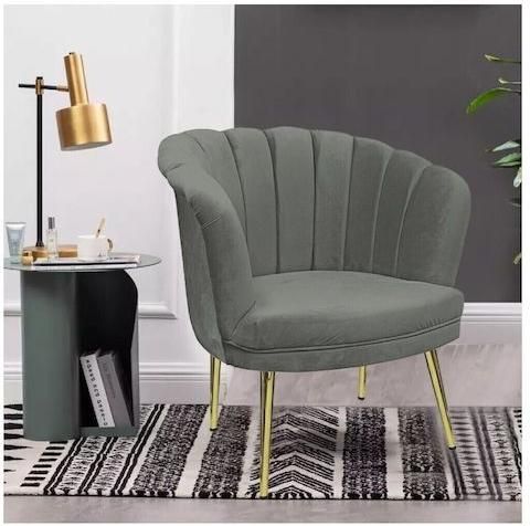 Πολυθρόνα Coquille από Βελούδινο Ύφασμα Γκρί 80Χ78Χ85Υ 052582