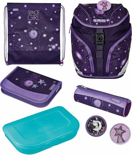 Σχολική Τσάντα Πλάτης Δημοτικού Herlitz SoftLight Plus Space Girl 4 σε 1 Μοβ