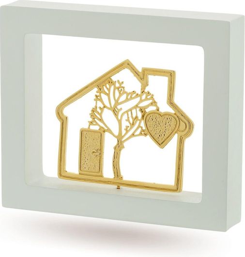 Γούρι Επιτραπέζιο Ξύλινο με Σπίτι & Καρδιά