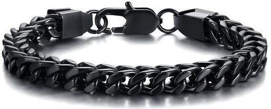 Αλυσίδα Χειρός Original Men's Fashion Cuban Black από Aνοξείδωτο Ατσάλι