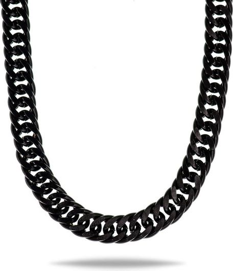 Αλυσίδα Λαιμού Original Men's Fashion Cuban Link Double Premium Black από Ατσάλι