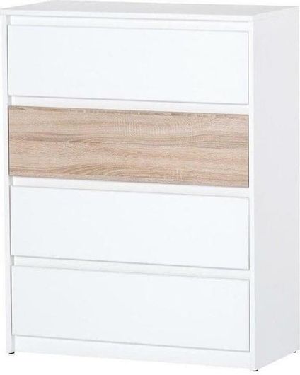 Συρταριέρα Κρεβατοκάμαρας Polihome από Μοριοσανίδα με 4 Συρτάρια 80x38x104cm Λευκό