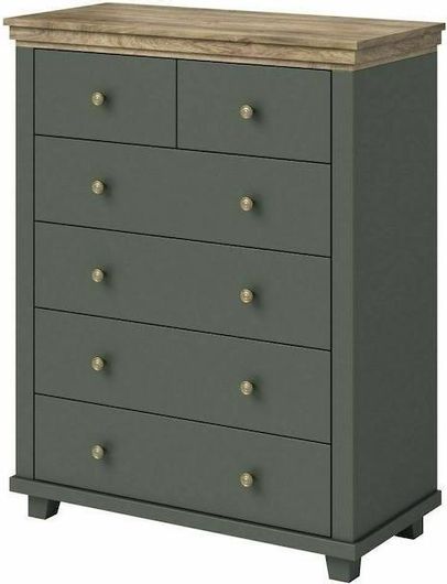 Συρταριέρα Κρεβατοκάμαρας Polihome από Μοριοσανίδα με 6 Συρτάρια 90x42x113cm Πράσινο