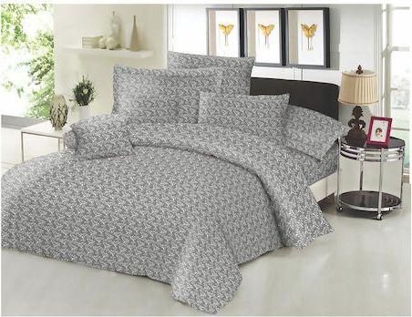  Μαξιλαροθήκες Le Blanc Cotton Line Printed Fern Βαμβάκι & Πολυεστέρας 50x70cm Σετ 2τμχ με Φάσα Γκρι