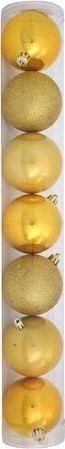 Χριστουγεννιάτικη Κρεμαστή Μπάλα Welkhome Πλαστική 8cm Σετ 7τμχ Χρυσό