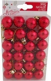 Χριστουγεννιάτικη Κρεμαστή Μπάλα Νext Πλαστική 2.5cm Σετ 24τμχ Κόκκινο