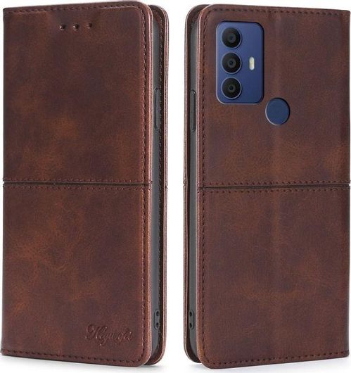 Για TCL 30 SE/306/305/Sharp Aqous V6/V6 Plus Cow Texture Μαγνητική οριζόντια δερμάτινη θήκη τηλεφώνου σκούρο καφέ