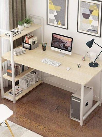 Γραφείο Next με Βιβλιοθήκη Ξύλινο με Μεταλλικά Πόδια Μεταλλικό 120x40x72cm