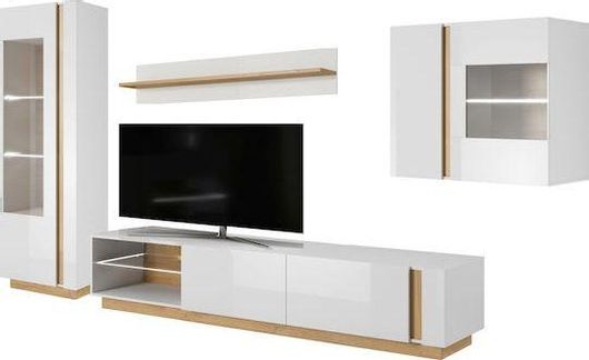 Σύνθετο Σαλονιού 36146-ARCW2 με Βιτρίνα 260x40x194cm Λευκό 