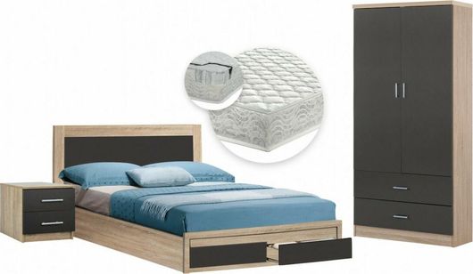 HomeMarkt HM11319 Φοιτητικό Σετ Επίπλων Κομοδίνο / Κρεβάτι / Ντουλάπα Ρούχων / Στρώμα 4τμχ