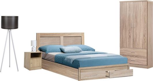 Φοιτητικό Σετ Επίπλων HomeMarkt HM11740 Κομοδίνο / Κρεβάτι / Ντουλάπα Ρούχων 4τμχ