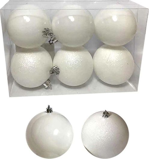Χριστουγεννιάτικη Μπάλα Xmasfest Shiny Σετ 6τμχ 66cm Λευκό