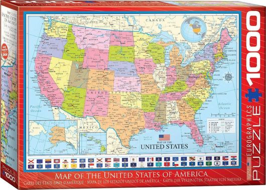Puzzle Map of the United States of America Maps 2D 1000 Κομμάτια