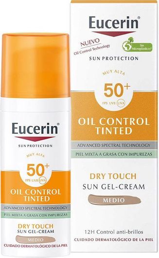 Eucerin Sun Protection Αντηλιακό Gel Προσώπου SPF50 με Χρώμα Medium 50ml